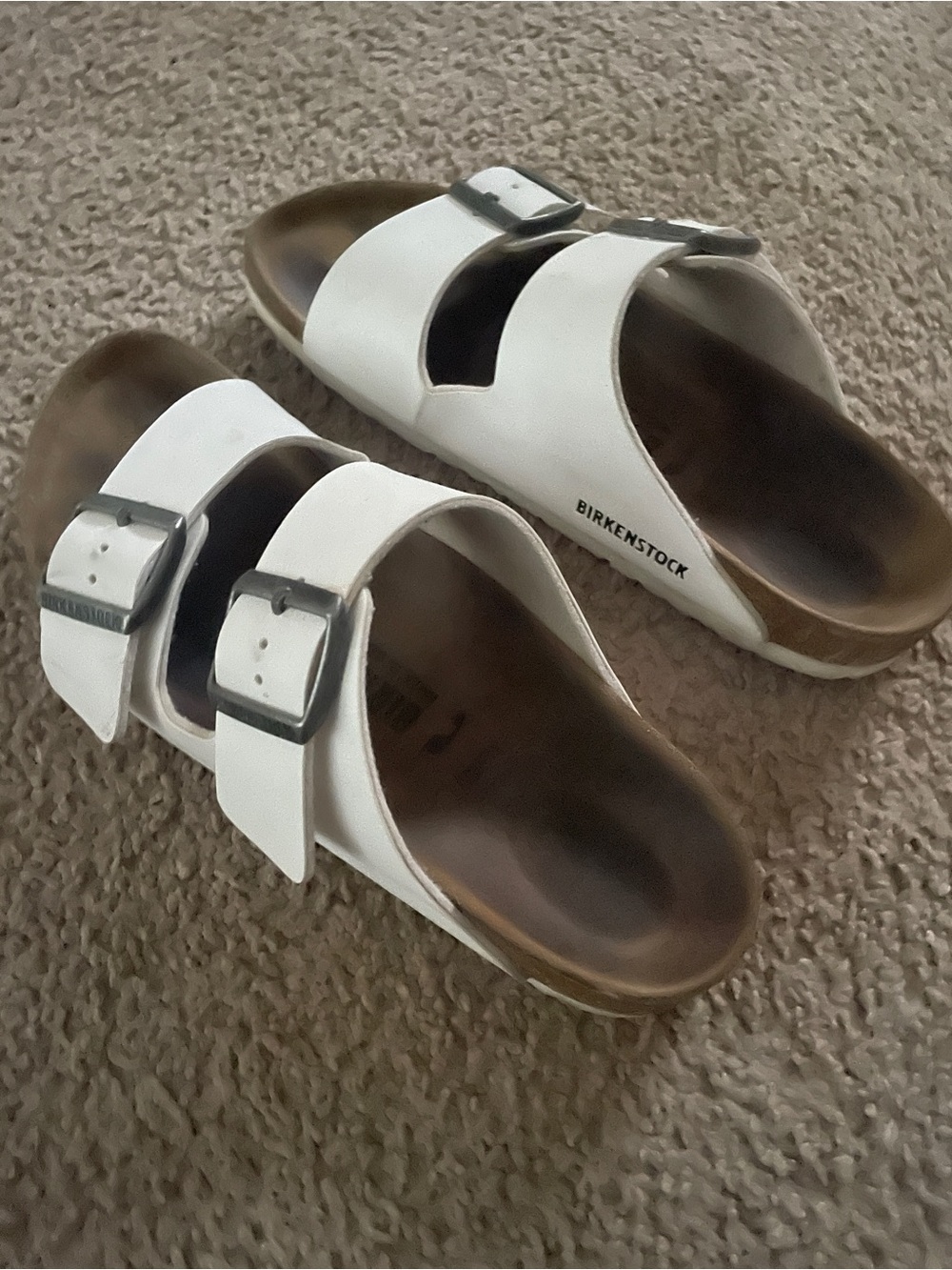Birkenstock White Arizona Double Buckle Sandals